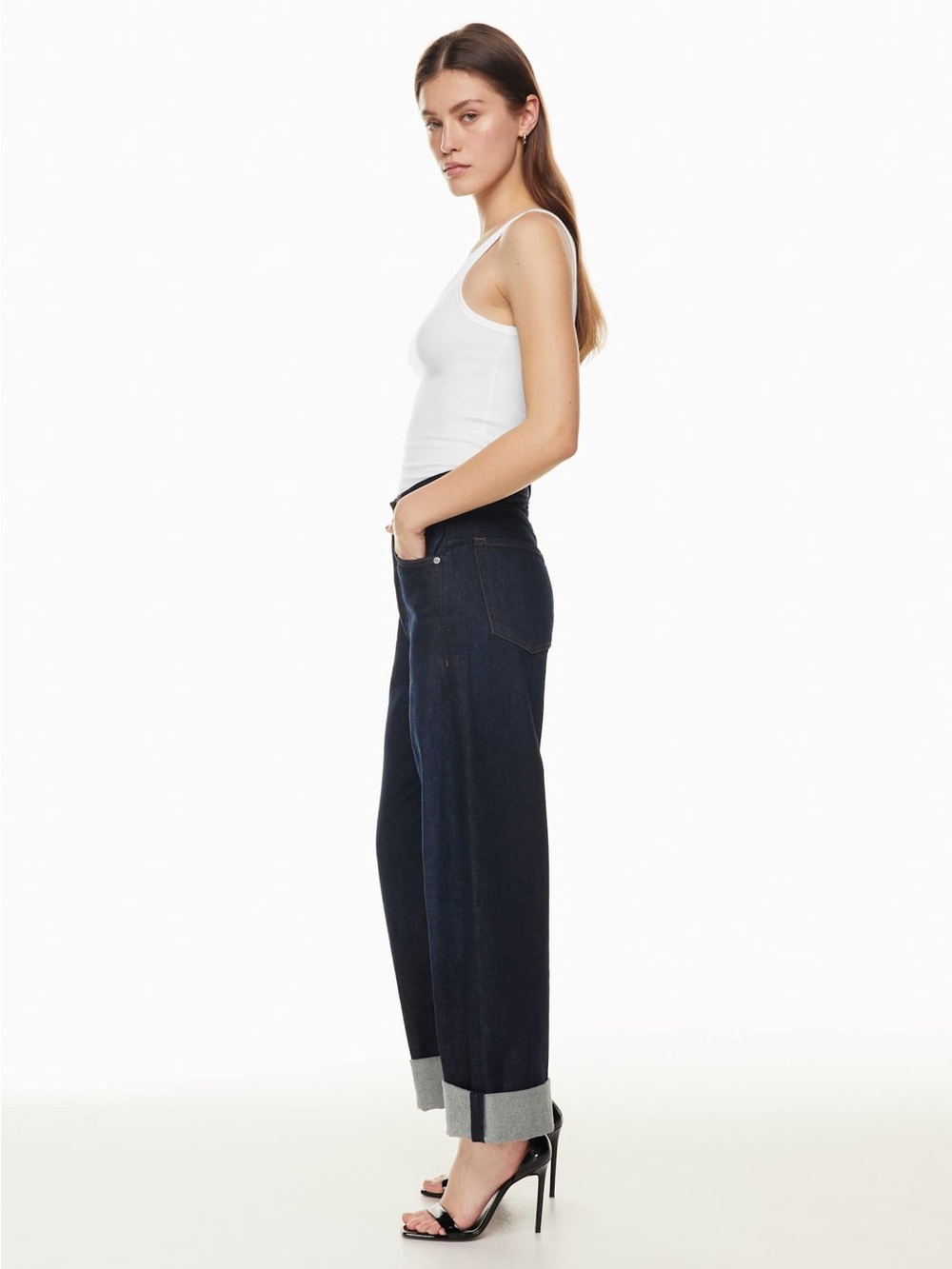 Citizens Of Humanity Ayla Bowed Barrel Leg Jean in Bandit Dark Wash Clean Hem 31 - Picture 4 of 13